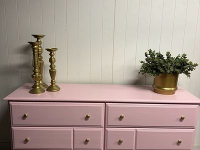 Pink long dresser