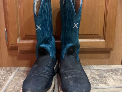Twisted X Women's Black & Teal Leather Steel Toe Cowboy Boots - Size 9