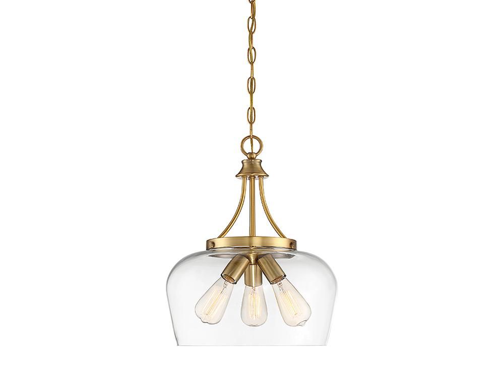 Transitional/ Modern Traditional 3 Light Pendant in Brass