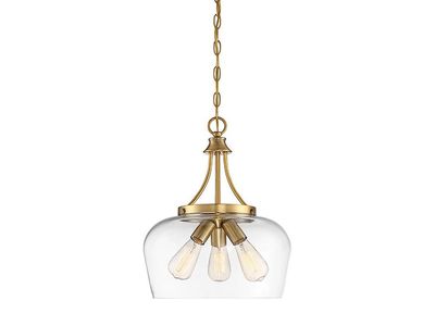 Transitional/ Modern Traditional 3 Light Pendant in Brass