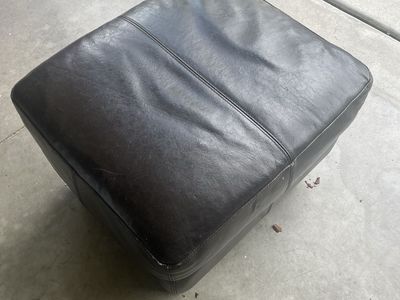 Foot rest / Ottoman Dark Brown Leather 21x24