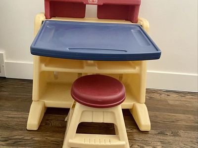 Step2 Flip & Doodle Easel Desk with Chair - Kids Art Activity Station with Storage