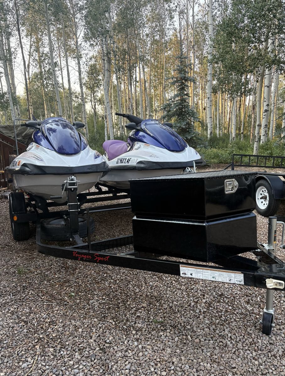 Two Yamaha WaveRunner FX High Output Jet Skis with Voyager Double Trailer