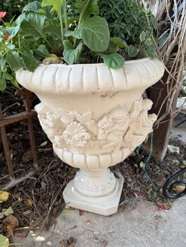 Vintage Concrete Angel Planter 20 T