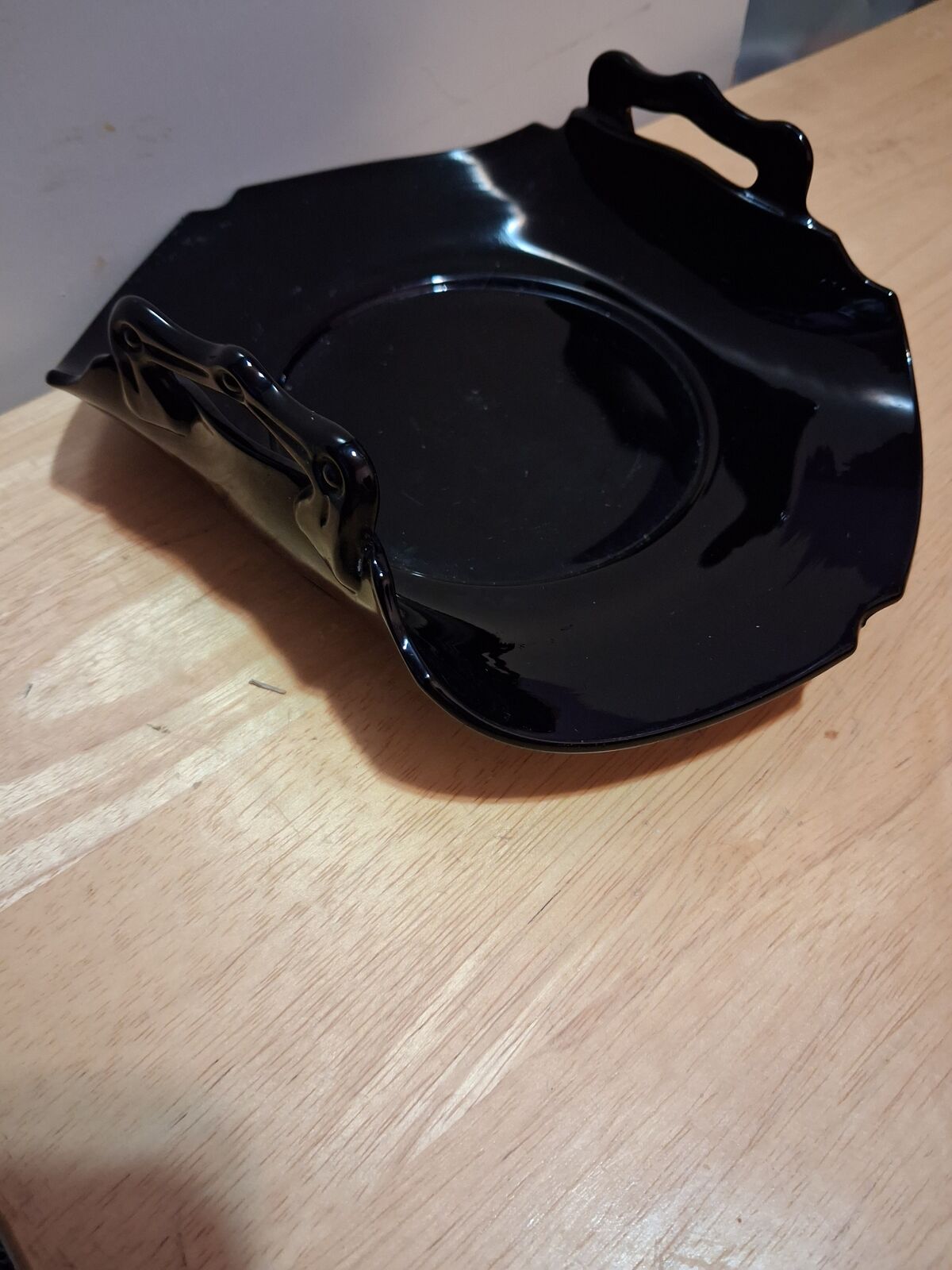 vintage black amethyst glass handled plate