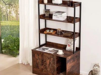 Cat Litter Box Enclosure with Storage Shelves