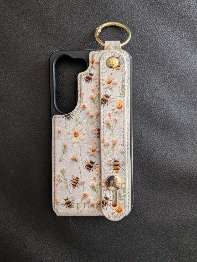 Bee Floral Wallet Phone Case w/ Ring Holder