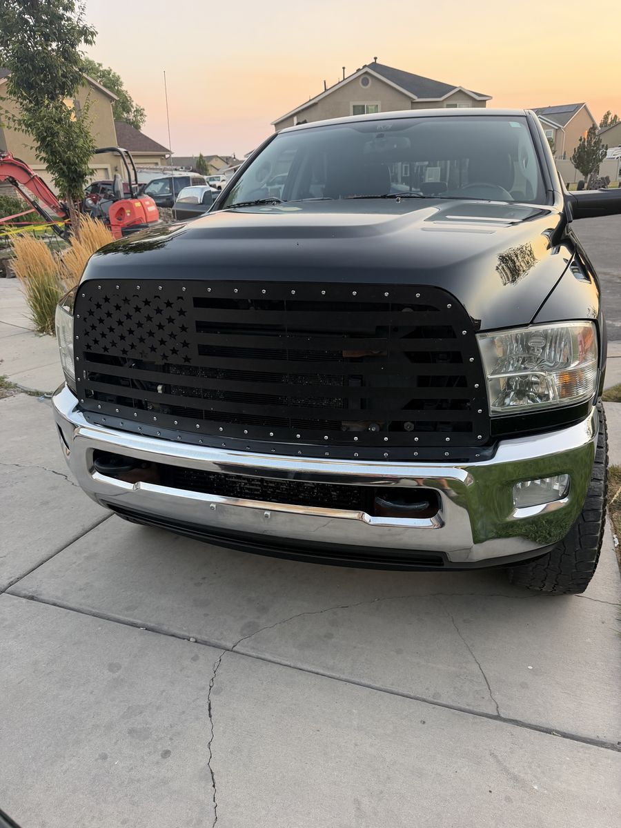 Custom American Flag Matte Black Mesh Front Grille Insert for Ram Truck