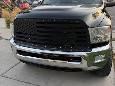 Custom American Flag Matte Black Mesh Front Grille Insert for Ram Truck