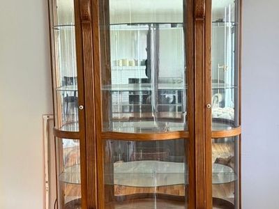 CHINA CABINET HAND CARVED CURVED GLASS