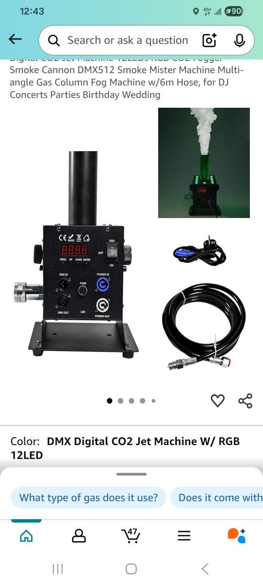 digital co2 jet machine 12 leds rgb