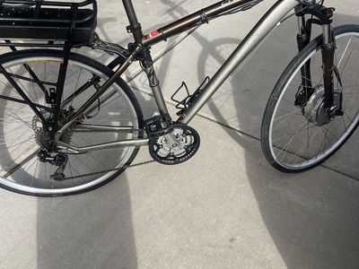 Specialized Crosstrail Electric Hybrid Bike - Brown/Silver, Rear Rack, Front Hub Motor