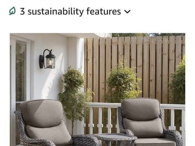 Belord Luxury 3-Piece Outdoor Swivel Rocker Patio Set, Grey Wicker, High Back, Side Table