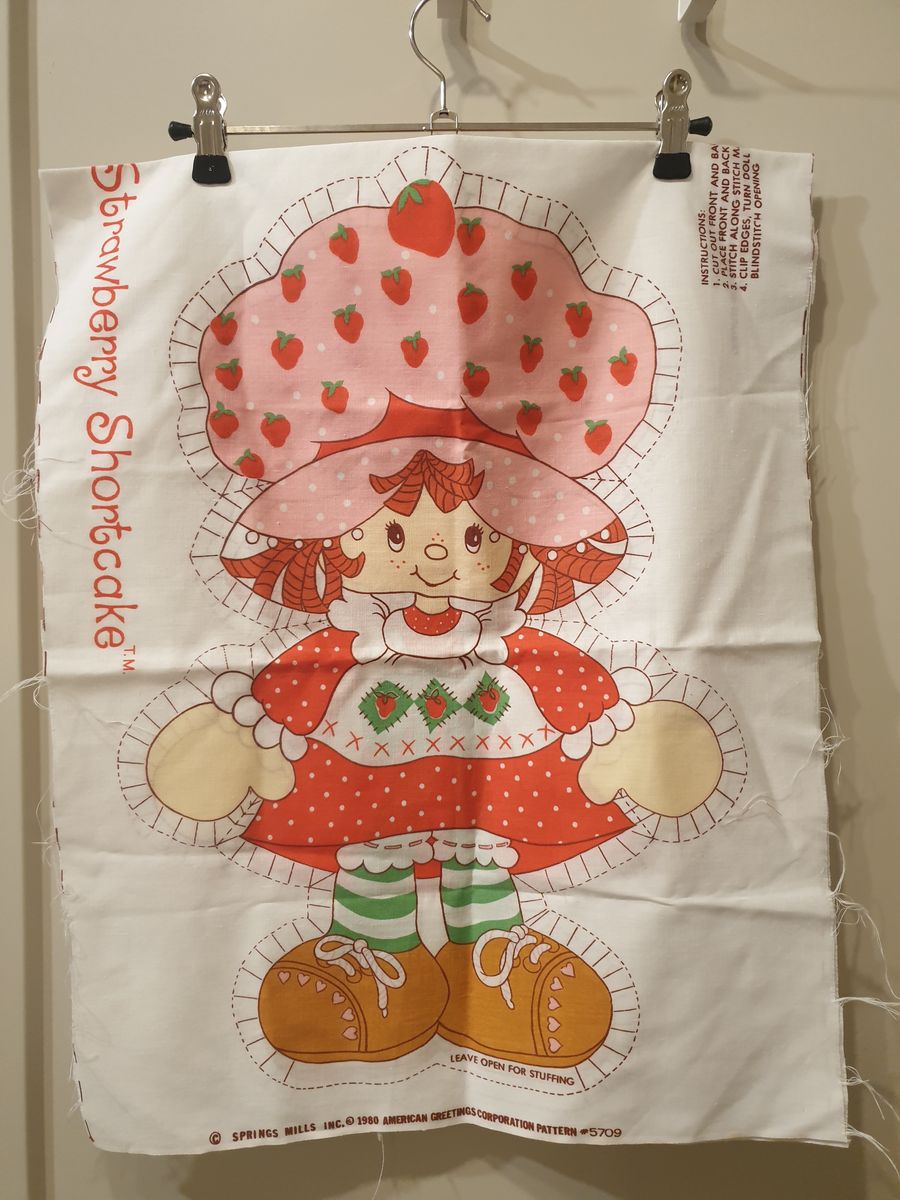Strawberry Shortcake vintage fabric panel