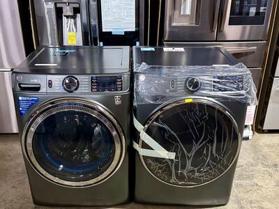 GE FRONT LOAD WASHER & DRYER SET WITH STEAM