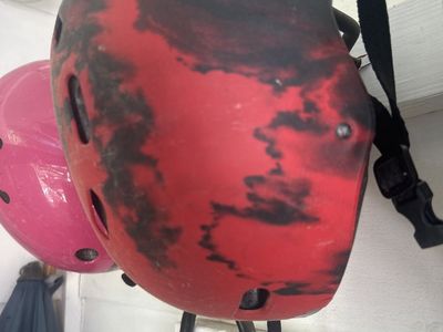 Red and Black Swirl Multi-Sport Helmet - Used Condition
