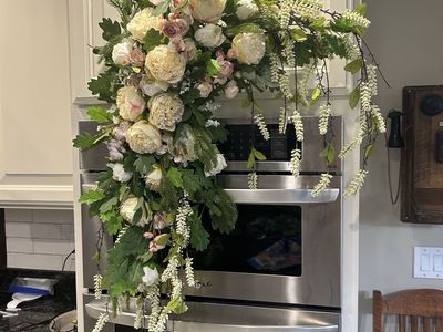 Wedding Arch Flowers and Garland - Cream & Blush Peonies, Ranunculus, Greenery