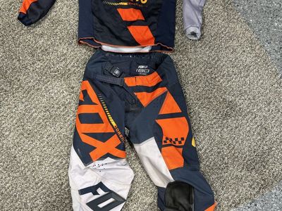 Fox Racing 180 Youth Motocross Jersey & Pants Combo - Orange/Black/Grey