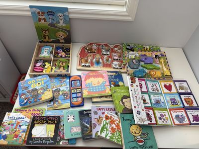 Toddler/preschooler puzzles, books, magnetic dress up (Paw Patrol)
