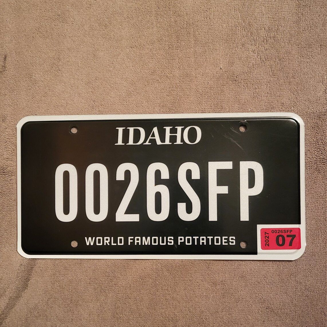Idaho black and white license plate