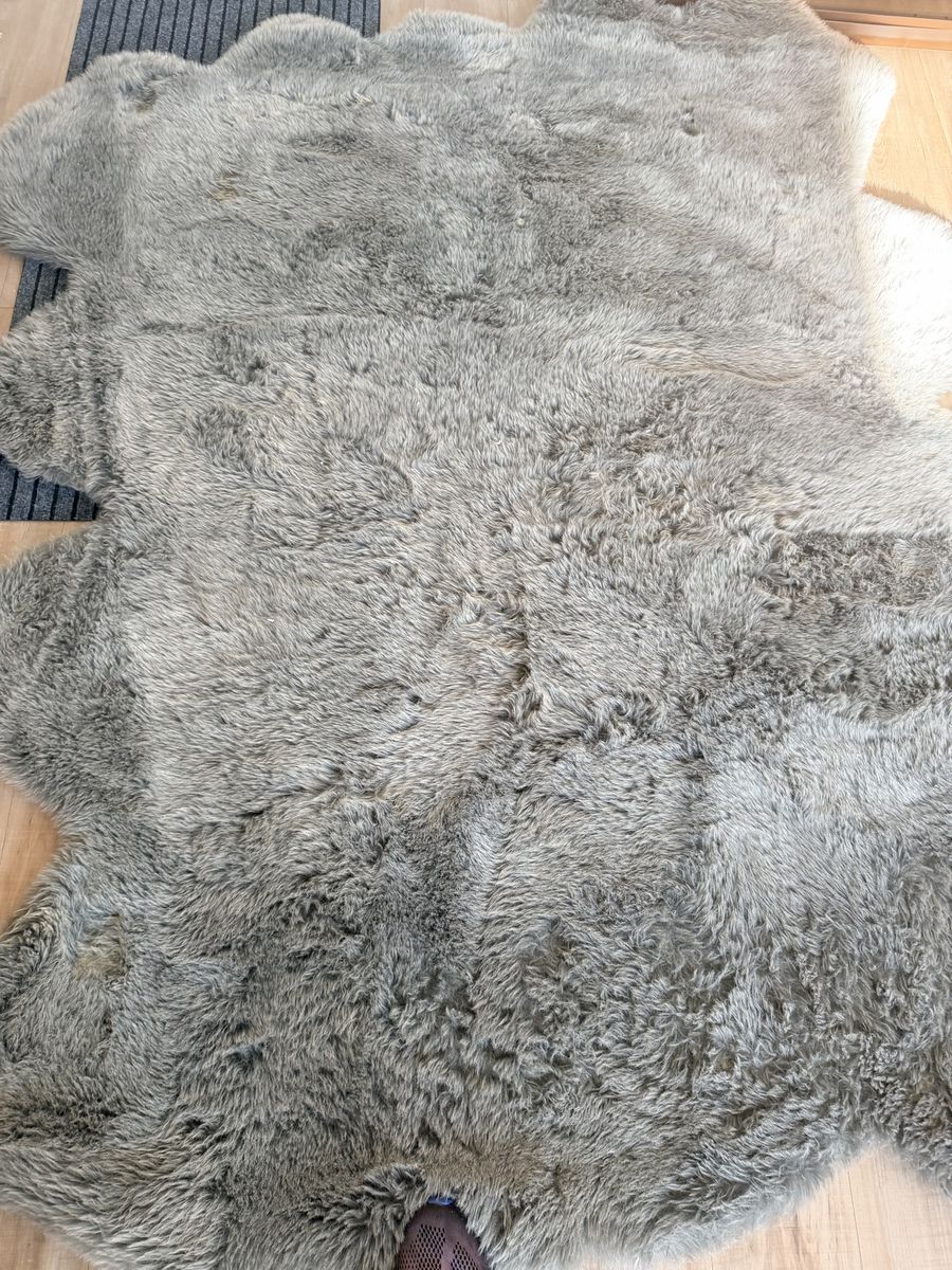 Large Faux Sheepskin Area Rug Plush Gray Accent Rug