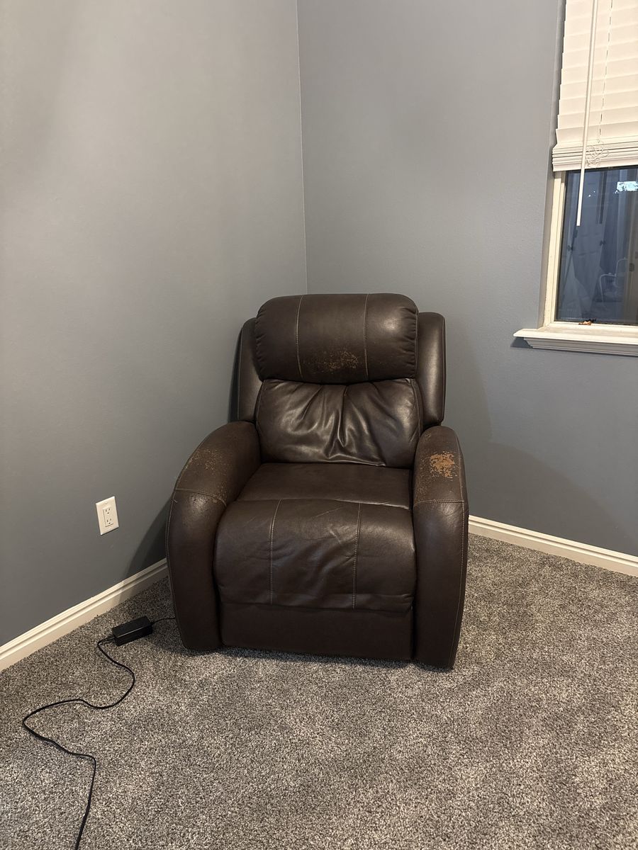 Brown Leather Power Recliner Chair