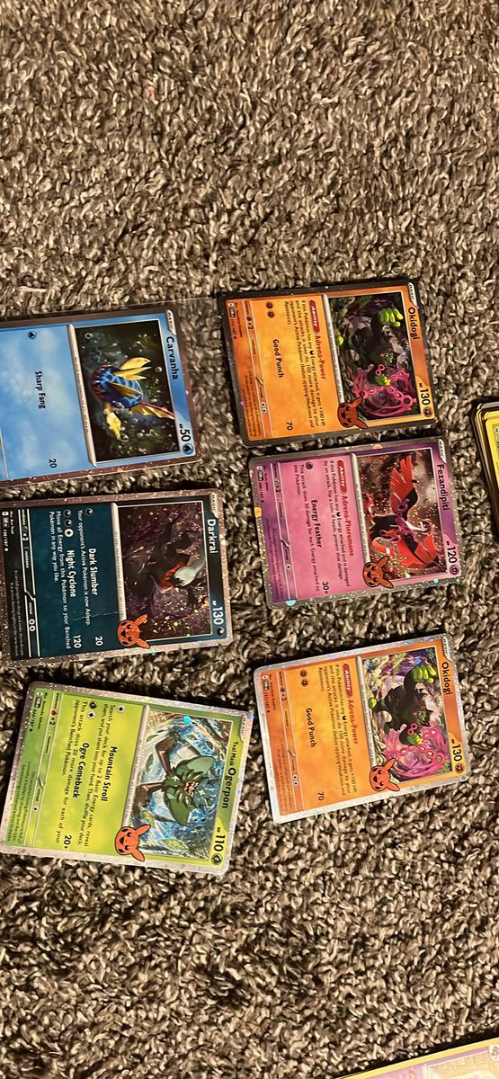 Assorted Pokémon Trading Cards Lot - Okidogi, Darkrai, Fezandipiti & More Trick or Trade Holos