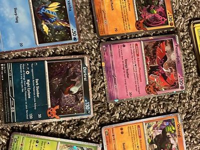 Assorted Pokémon Trading Cards Lot - Okidogi, Darkrai, Fezandipiti & More Trick or Trade Holos
