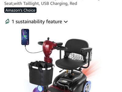 Mbxcooter Red 4-Wheel Electric Mobility Scooter for Seniors - 300lbs, 350W, 35 Miles Range