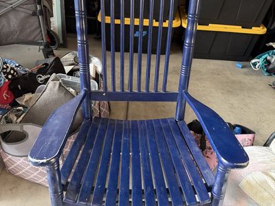 Blue Wooden Spindle Back Rocking Chair