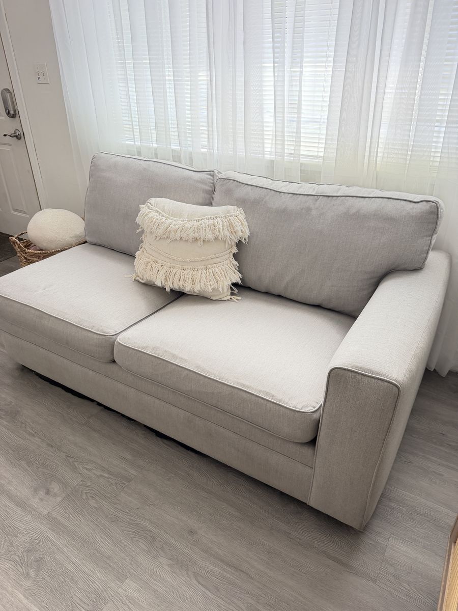 Modern Light Gray Fabric Loveseat / Sofa 