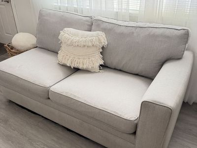Modern Light Gray Fabric Loveseat / Sofa