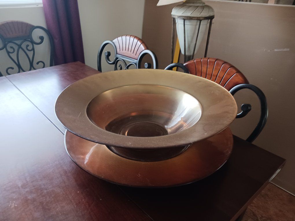 Large Decorative Glass Bowl - Bronze/Gold Finish Home Decor Centerpiece
