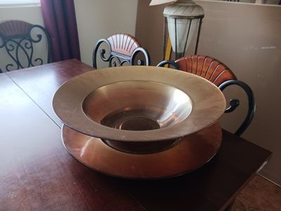Large Decorative Glass Bowl - Bronze/Gold Finish Home Decor Centerpiece