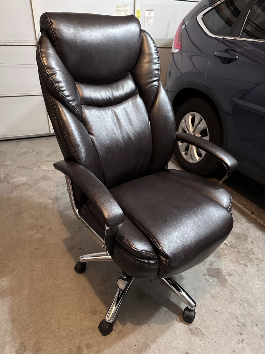 Serta Ergonomic Executive Office Chair in Bonded Leather with Lumbar Support, Brown
