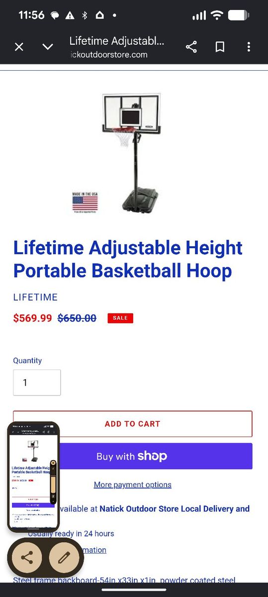 Lifetime Adjustable Height Portable Basketball Hoop - Max 10ft, Outdoor