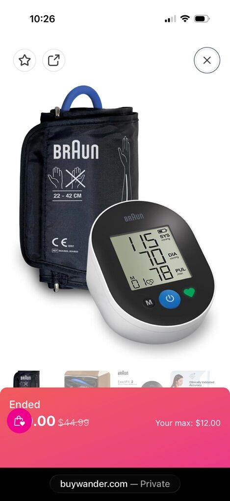 Braun ExactFit Blood Pressure Monitor For Home Use