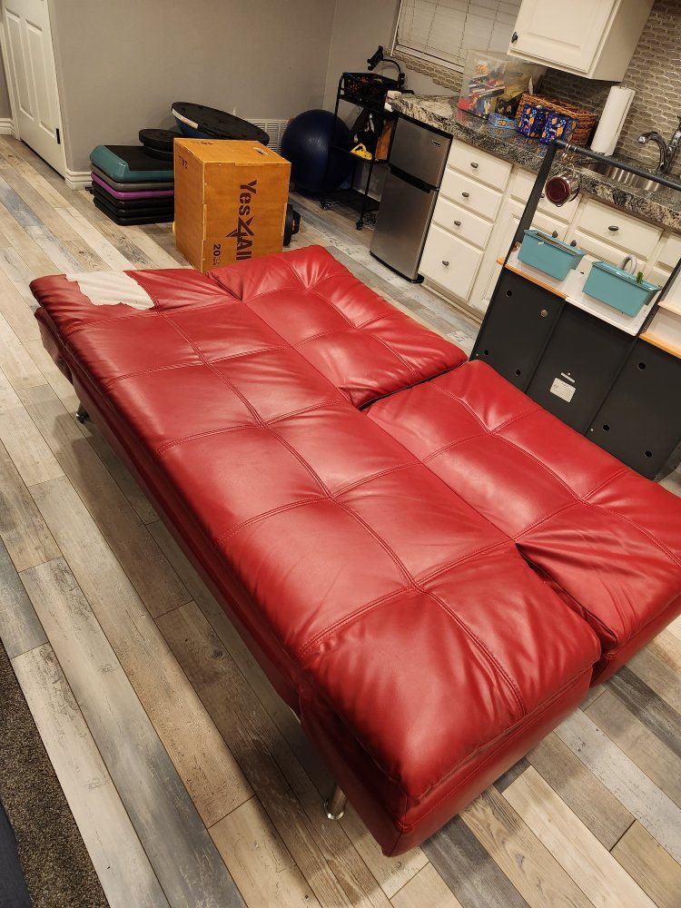 Red Convertible Futon Couch - PRICE DROP