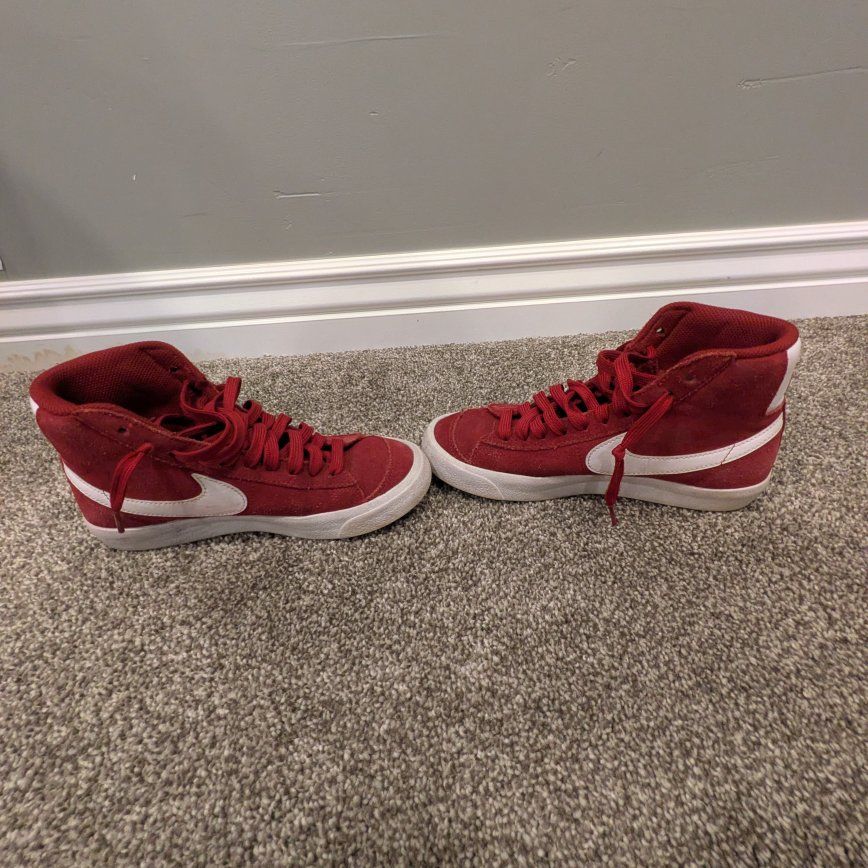 Red Nike Blazer Mid Suede Youth Shoes - Size 4 Youth / 4 US Men's / 2 US Women's