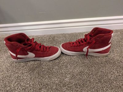 Red Nike Blazer Mid Suede Youth Shoes - Size 4 Youth / 4 US Men's / 2 US Women's