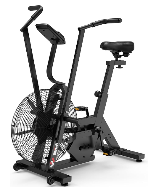 New - Winfita Air Bike, Air-Resistance Exercise Fan Bike w/ Dual Action Handlebars