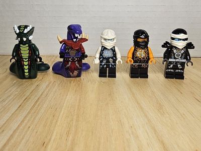 Five NINJAGO LEGO Minifigures
