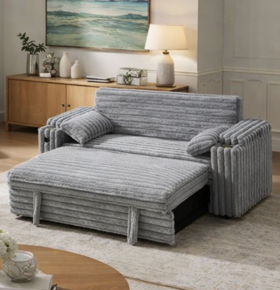 NEW Loveseat Sofa Bed Convertible Minky Soft