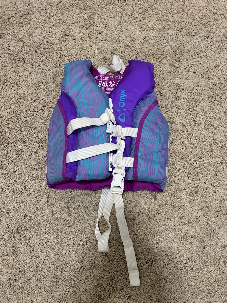 Onyx Child Life Vest Purple Blue Adjustable Straps Flotation Device
