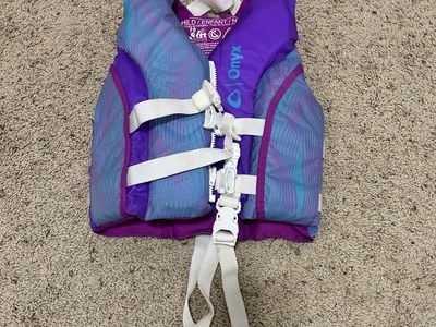 Onyx Child Life Vest Purple Blue Adjustable Straps Flotation Device