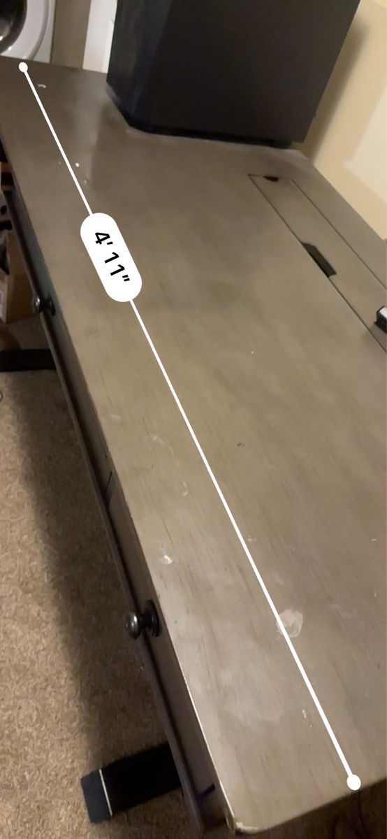Large Gray Wood Desk with Drawers - 4'11" Length, 28" Depth
