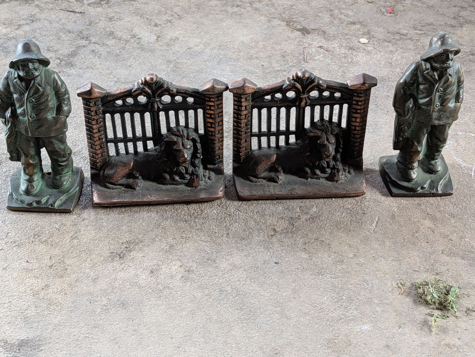 Antique brass bookends
