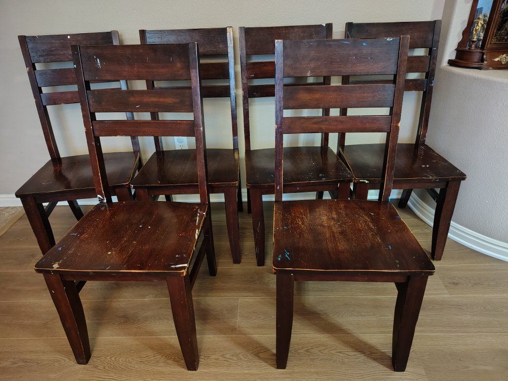 Solid wood table and six chairs