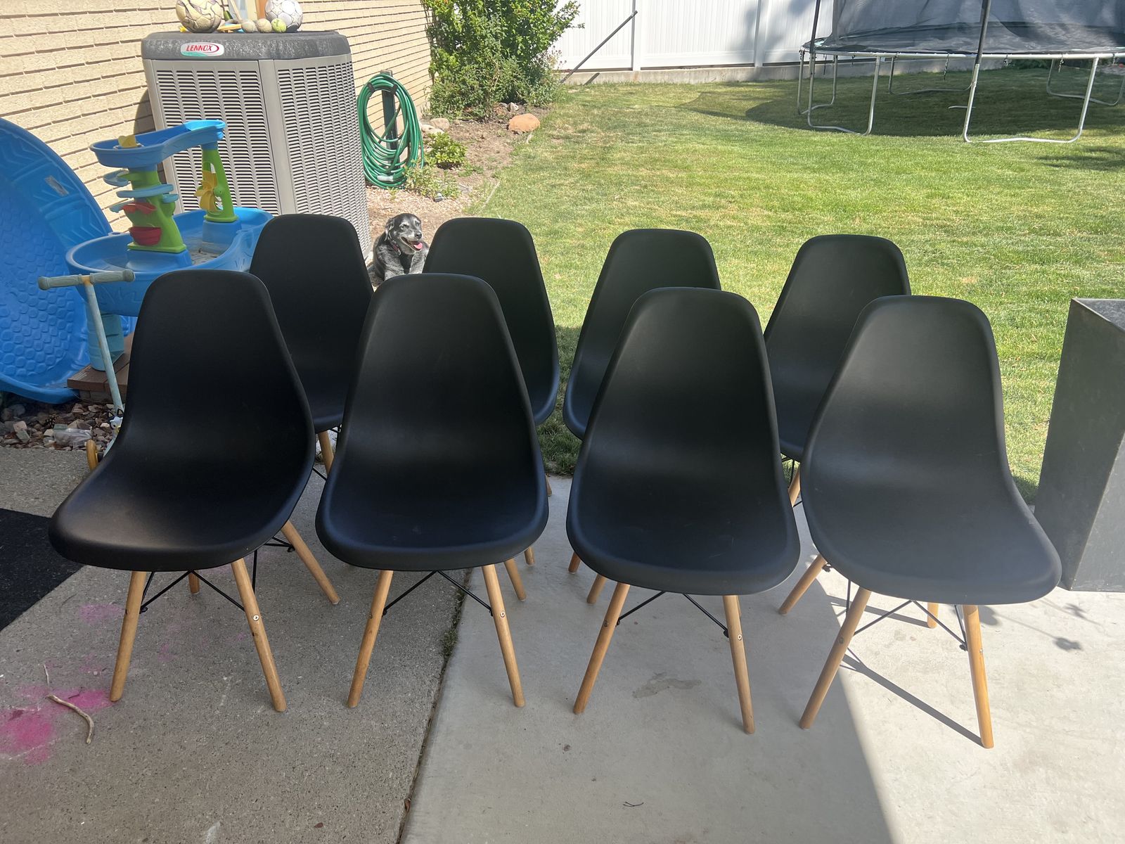 Set of 8 plastic dining chairs