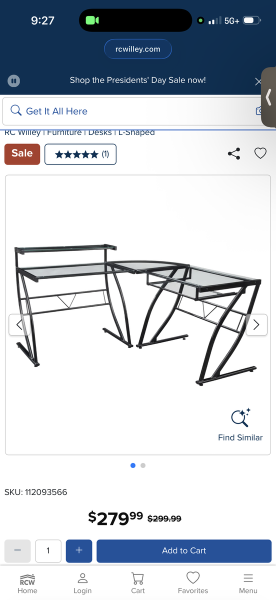 New L Shaped Glass Desk